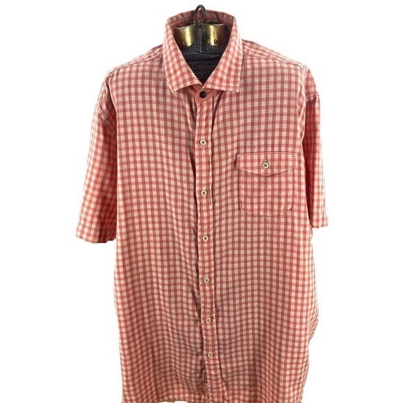 Tommy Bahama Shirt Jeans Island Crafted 100% Cotton Checked Short Sleeve Men 2XL - Picture 1 of 12